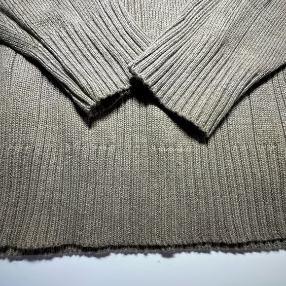 Oscar De La Renta Tan Quarter Zip Sweater Mens Large Leather Pull Zipper - Picture 8 of 10